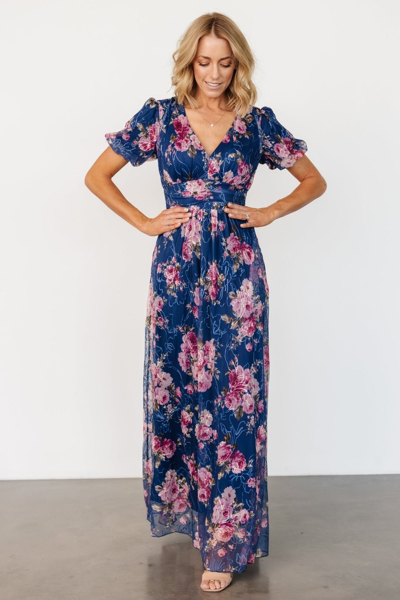 Ardley Maxi Dress | Navy + Pink Floral - Baltic Born