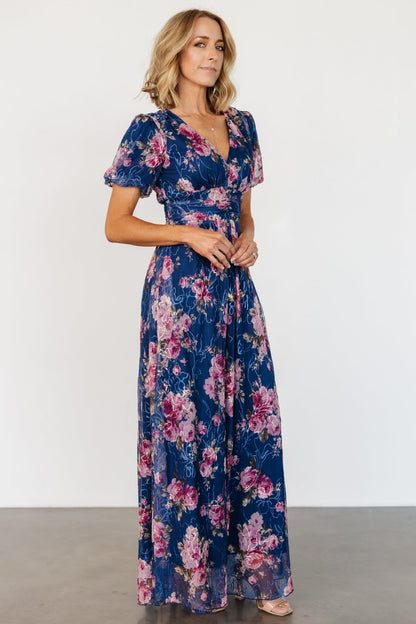 Ardley Maxi Dress | Navy + Pink Floral - Baltic Born