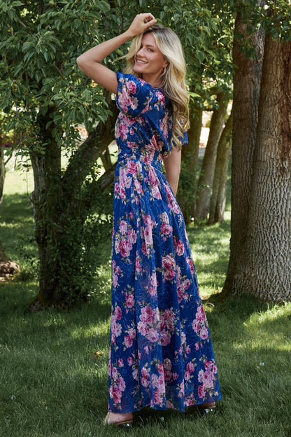 Ardley Maxi Dress | Navy + Pink Floral - Baltic Born