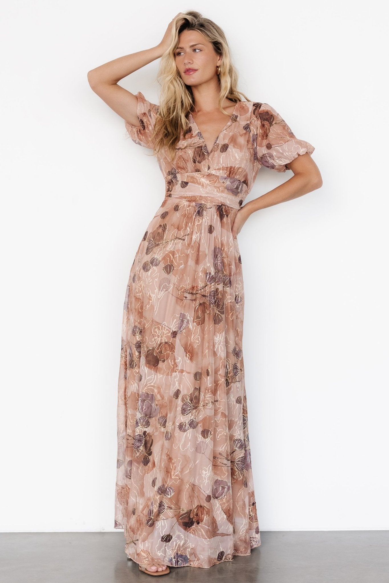 Ardley Maxi Dress | Taupe Floral - Baltic Born