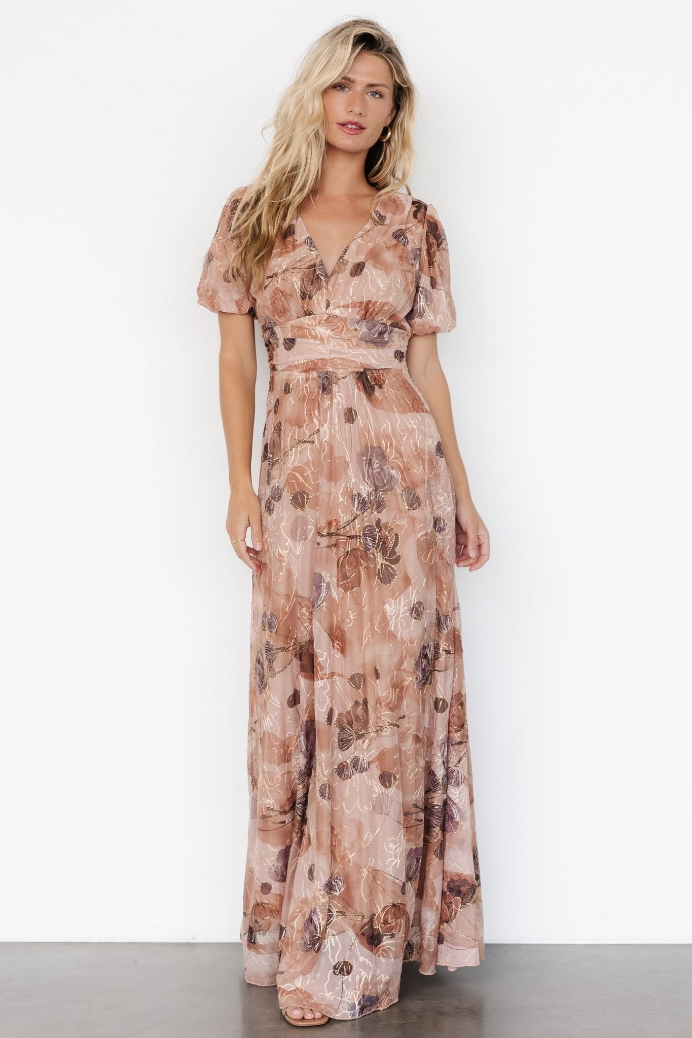 Ardley Maxi Dress | Taupe Floral - Baltic Born