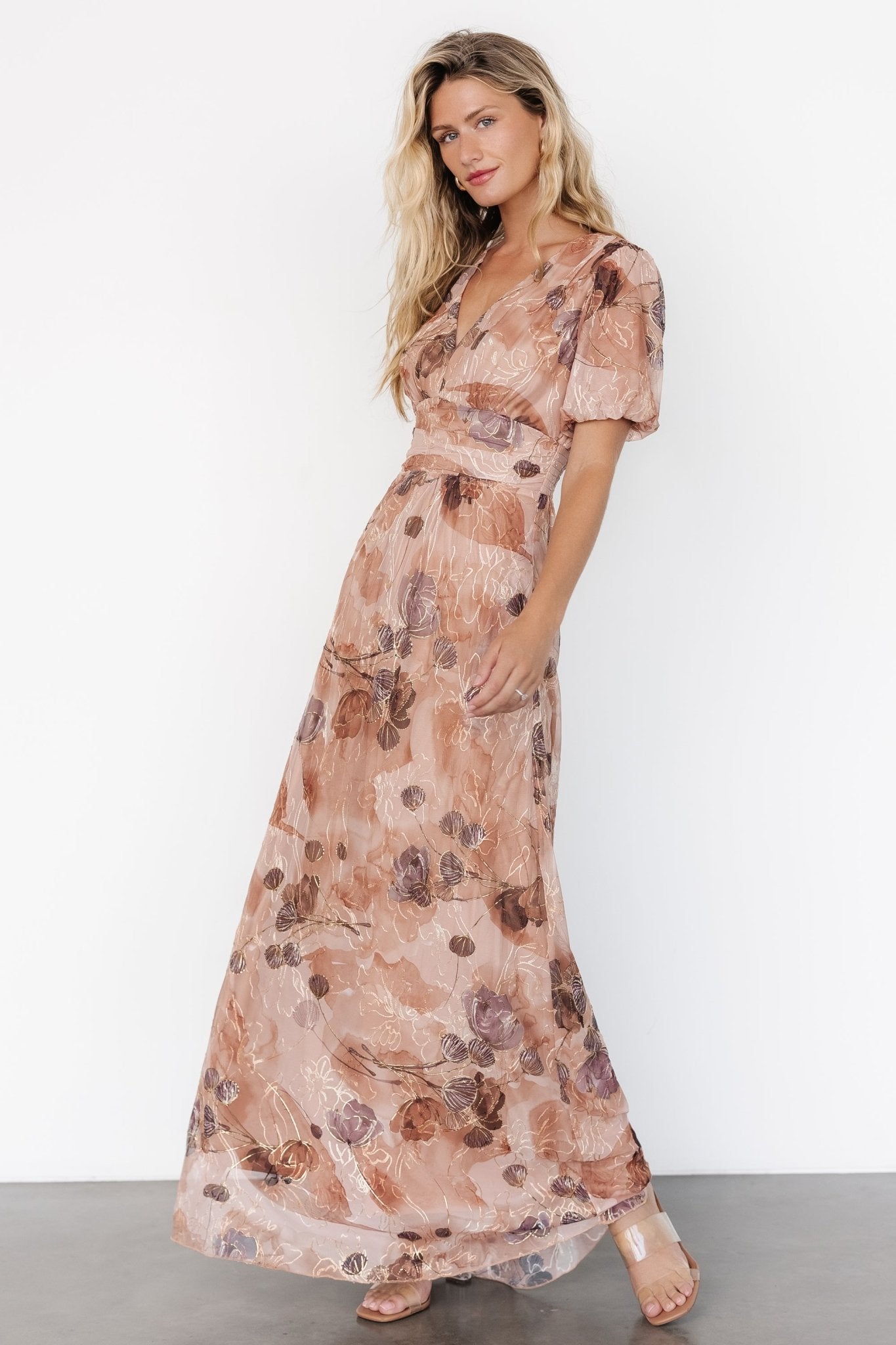 Ardley Maxi Dress | Taupe Floral - Baltic Born