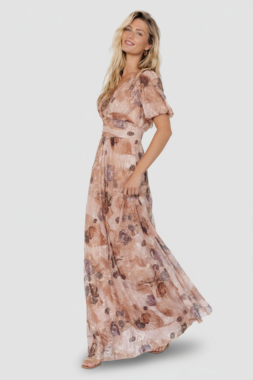 Ardley Maxi Dress | Taupe Floral