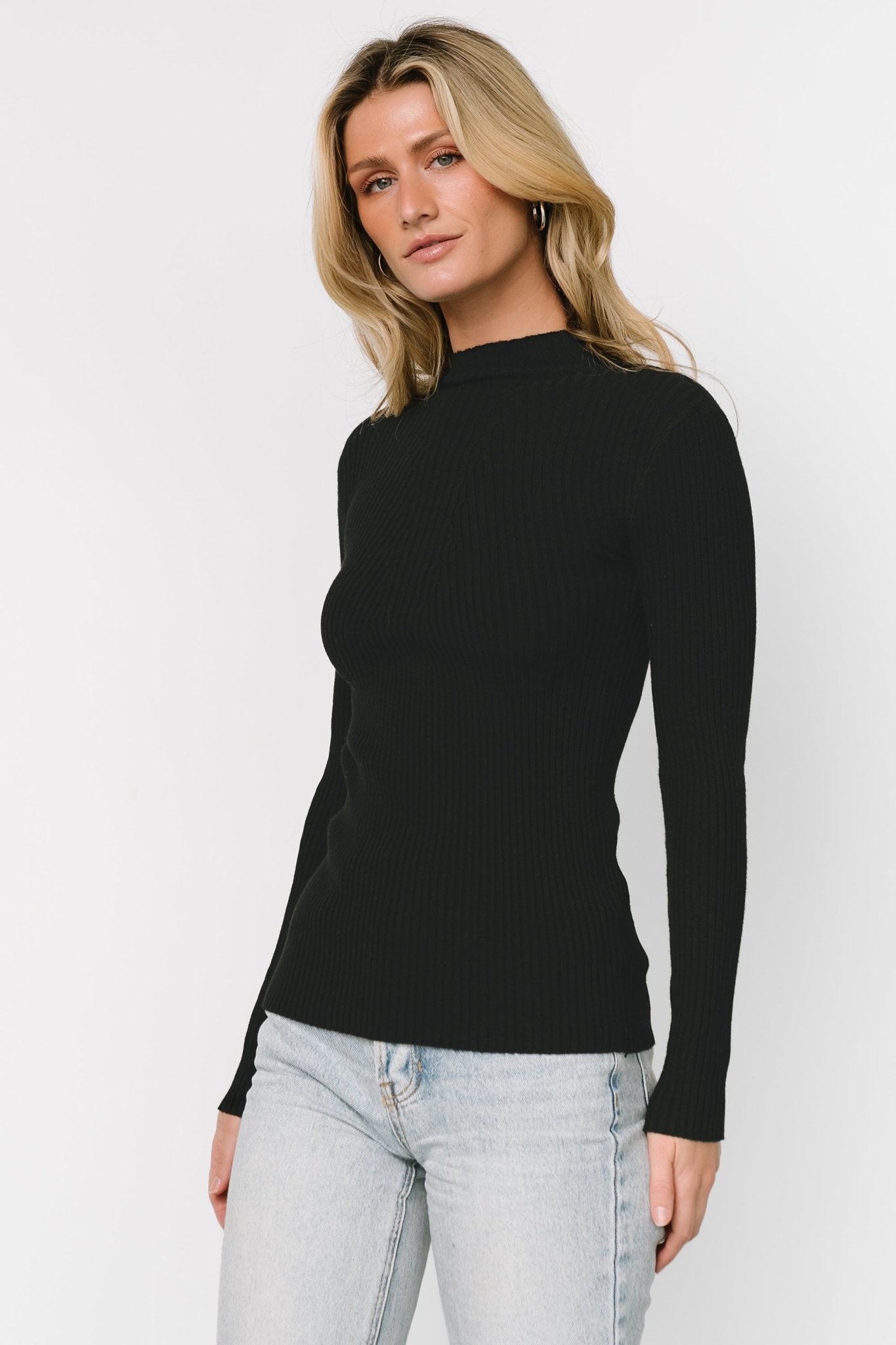 Ari Ribbed Long Sleeve Top | Black - Baltic Born