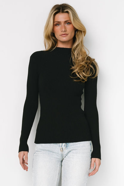 Ari Ribbed Long Sleeve Top | Black - Baltic Born