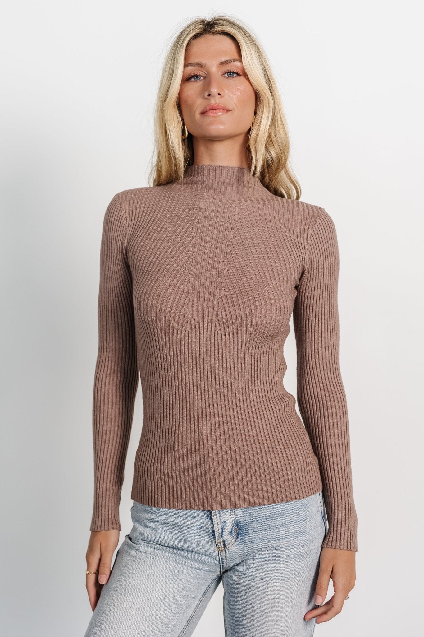 Ari Ribbed Long Sleeve Top | Mocha - Baltic Born