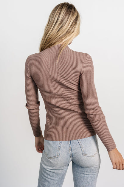 Ari Ribbed Long Sleeve Top | Mocha - Baltic Born