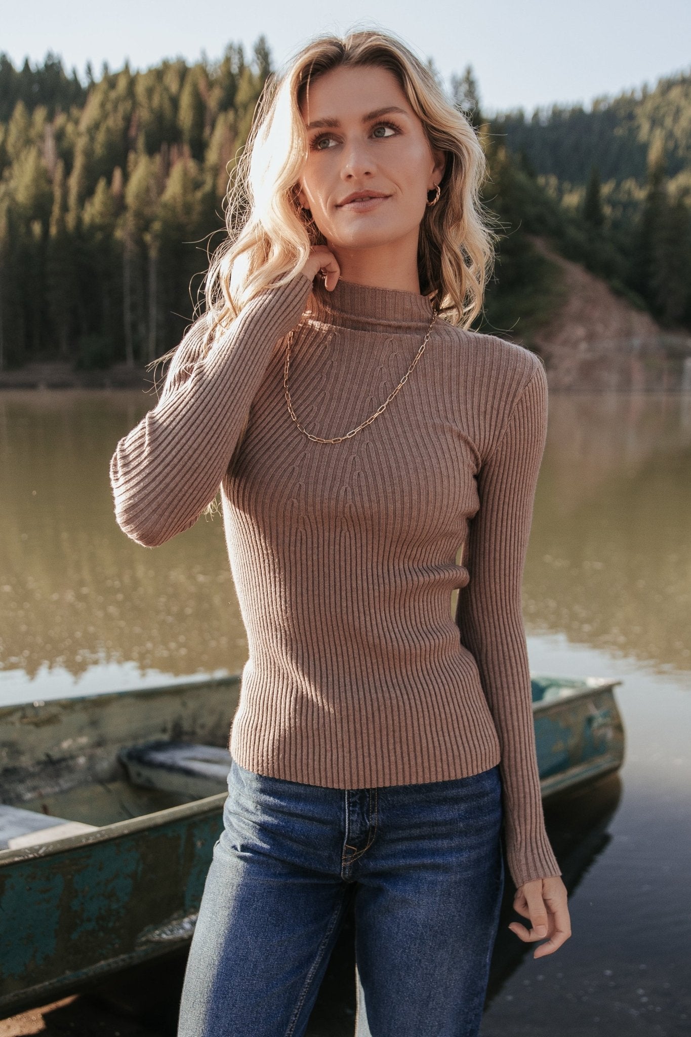 Ari Ribbed Long Sleeve Top | Mocha - Baltic Born