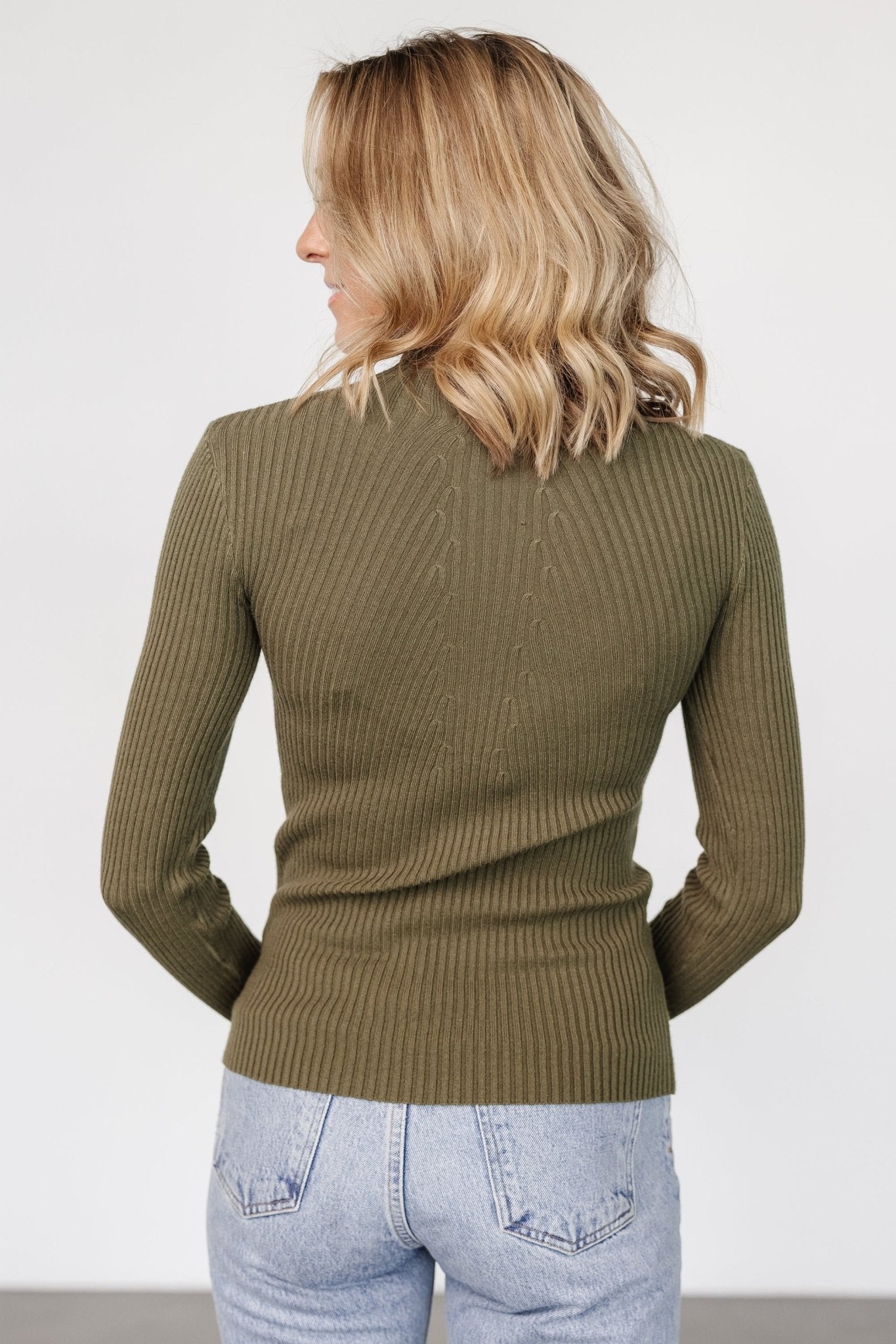 Ari Ribbed Long Sleeve Top | Olive - Baltic Born