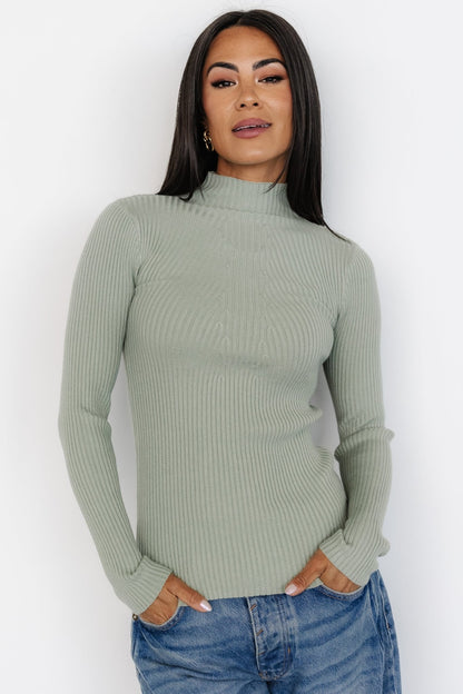 Ari Ribbed Long Sleeve Top | Sage - Baltic Born