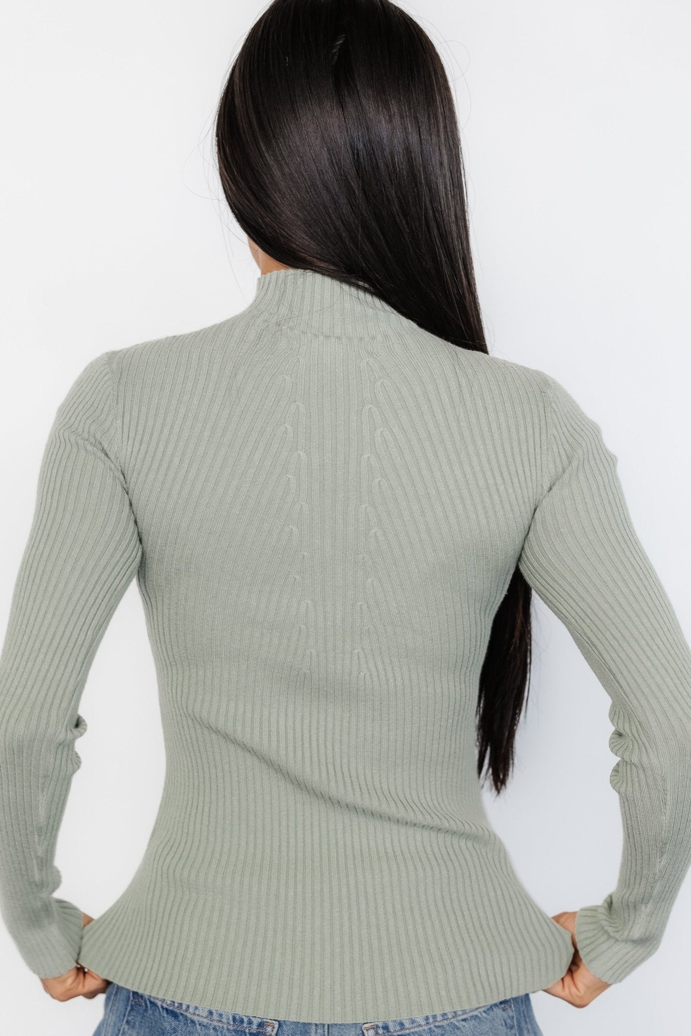 Ari Ribbed Long Sleeve Top | Sage - Baltic Born