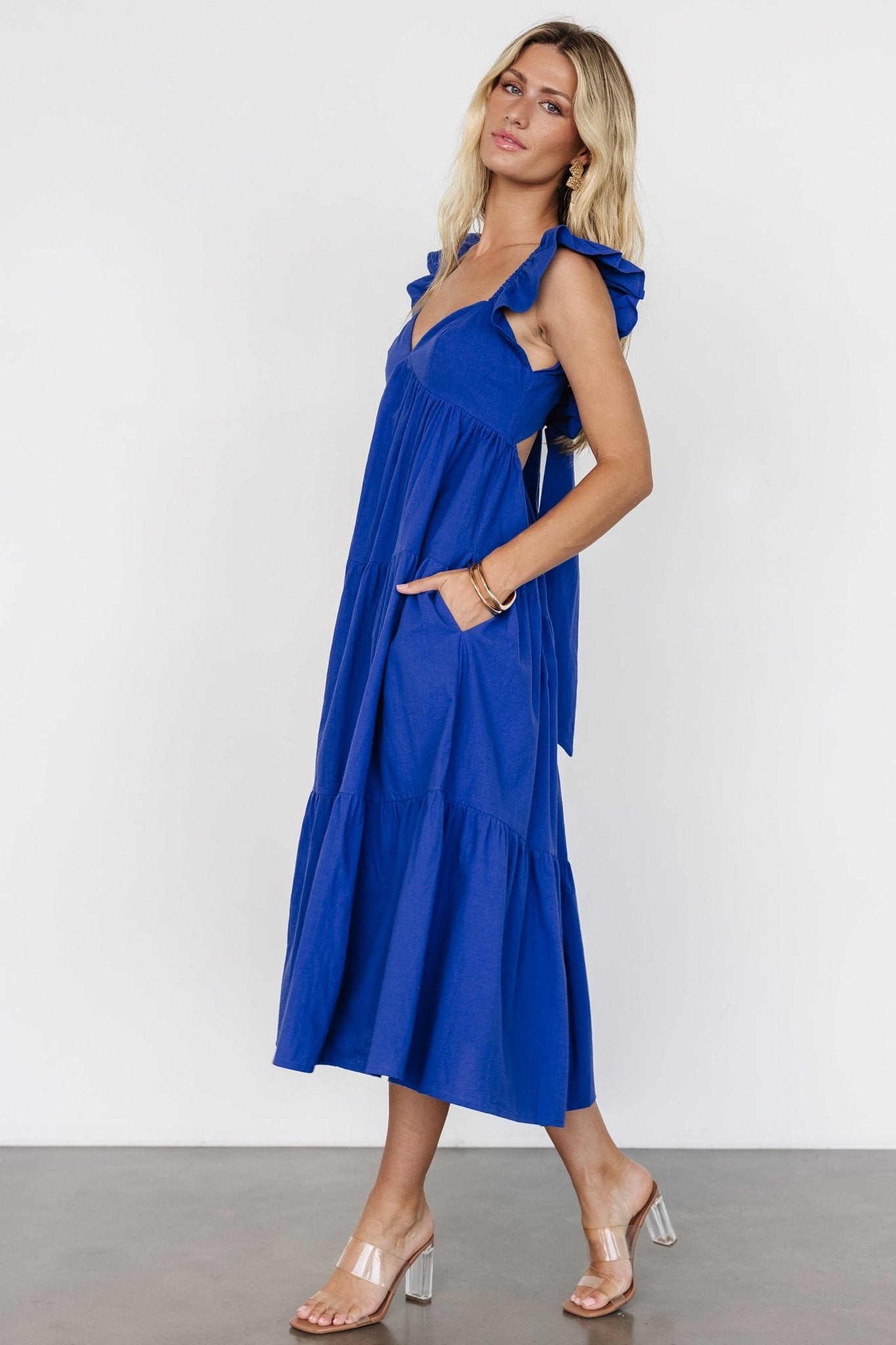 Aria Back Tie Dress | Blue - Baltic Born