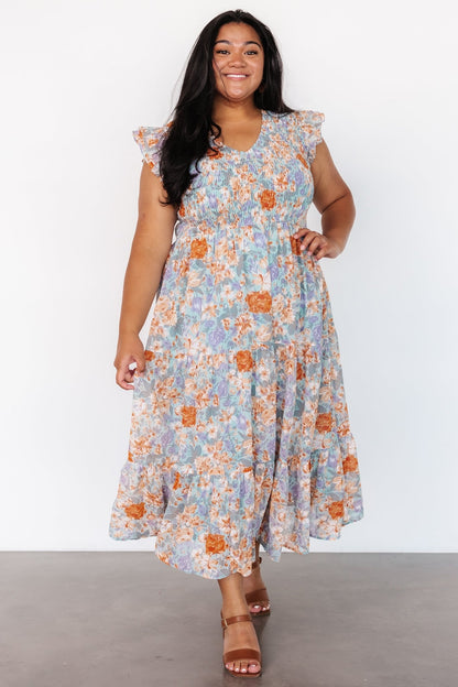 Arla Smocked Maxi Dress | Light Blue Floral - Baltic Born