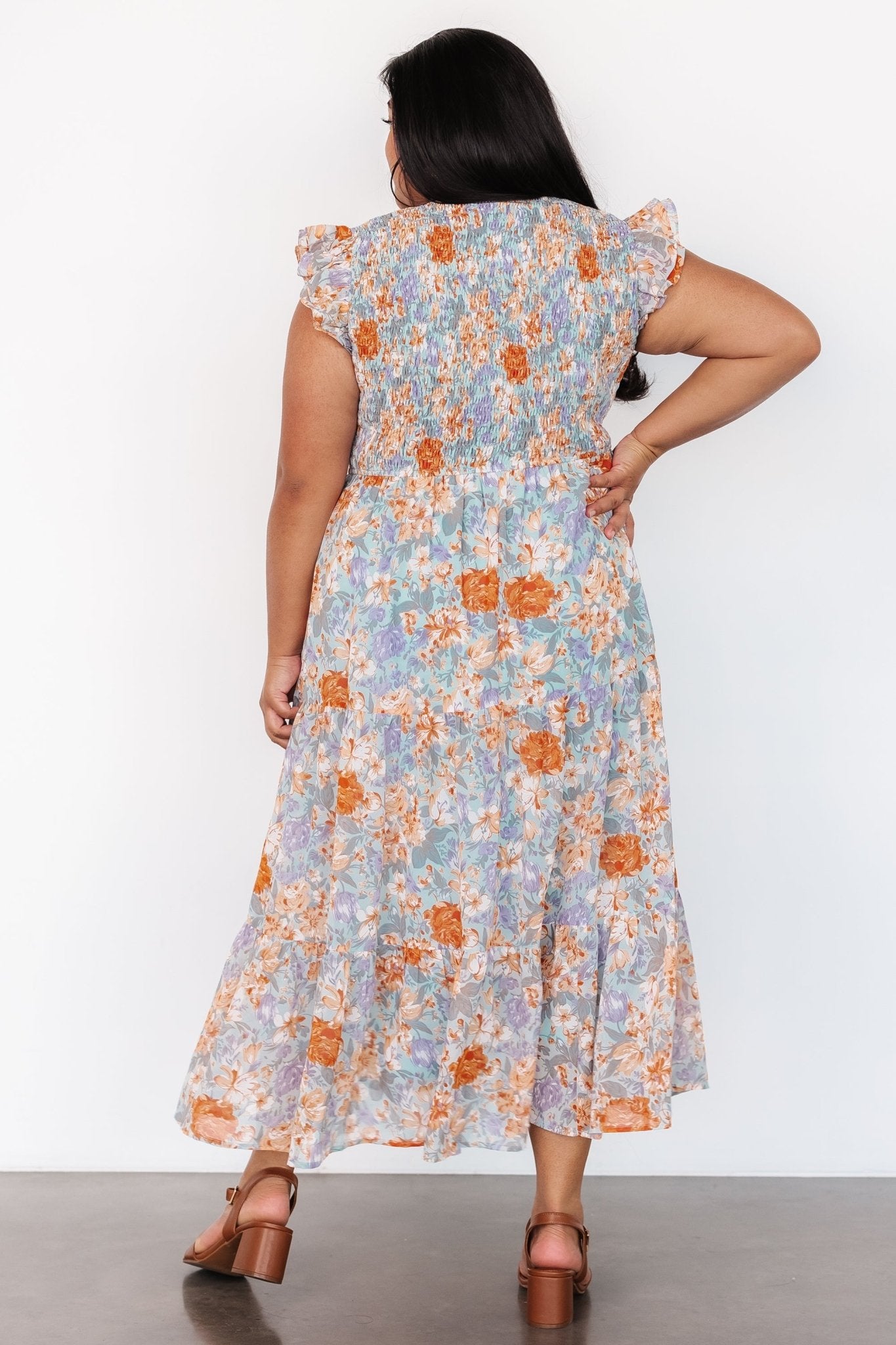 Arla Smocked Maxi Dress | Light Blue Floral - Baltic Born