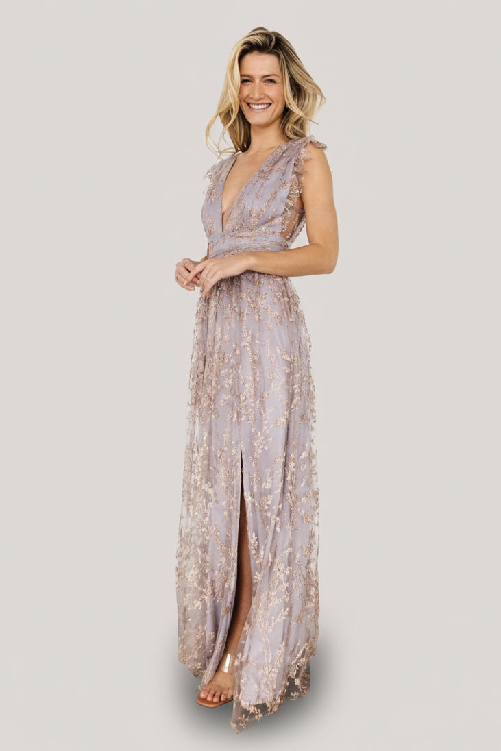 Baltic Born Womens Arlene Shimmer Gown | Dusty Lilac + Rose