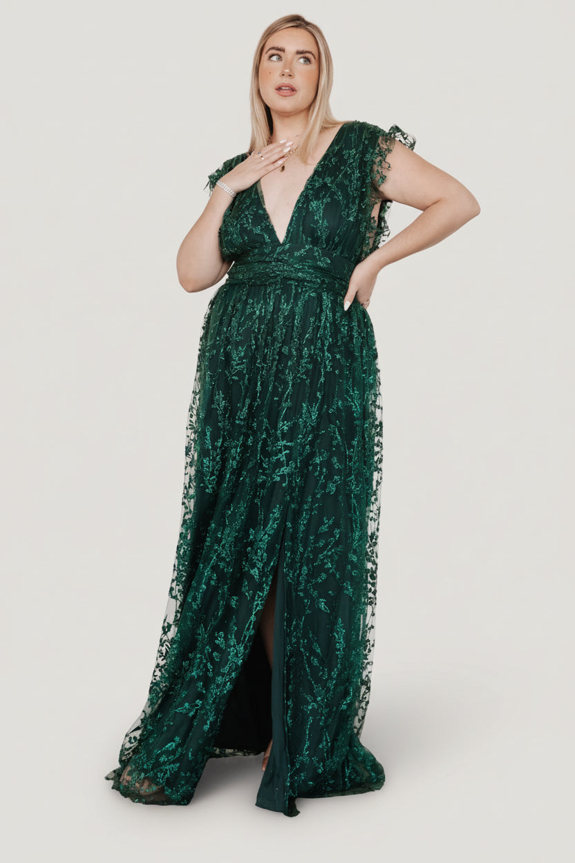 Baltic Born Womens Arlene Shimmer Gown | Emerald