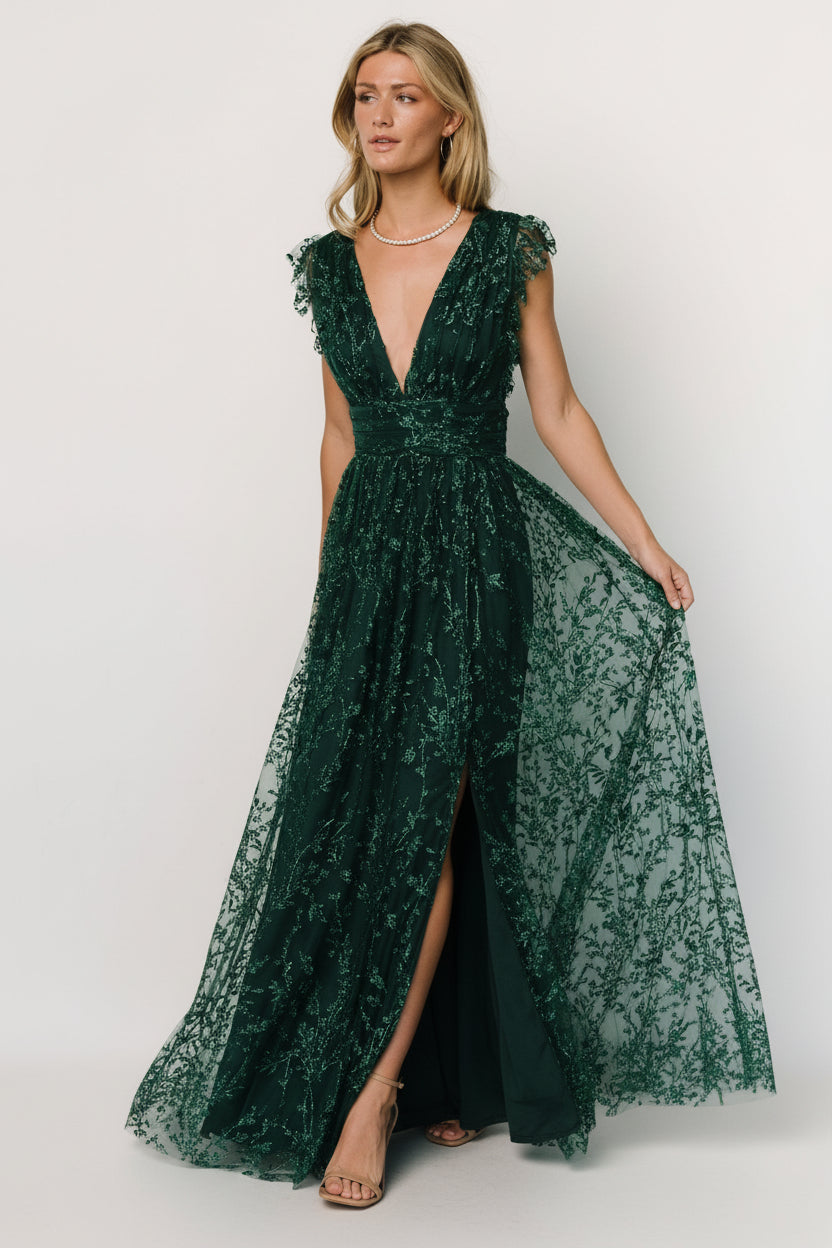 Baltic Born Womens Arlene Shimmer Gown | Emerald | Size: 1XL Baltic Born Womens Arlene Shimmer Gown | Emerald | Size: 1XL