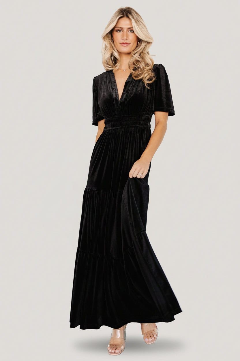 Baltic Born Womens Artemis Velvet Maxi Dress | Black | Size: 1XL Baltic Born Womens Artemis Velvet Maxi Dress | Black | Size: 1XL