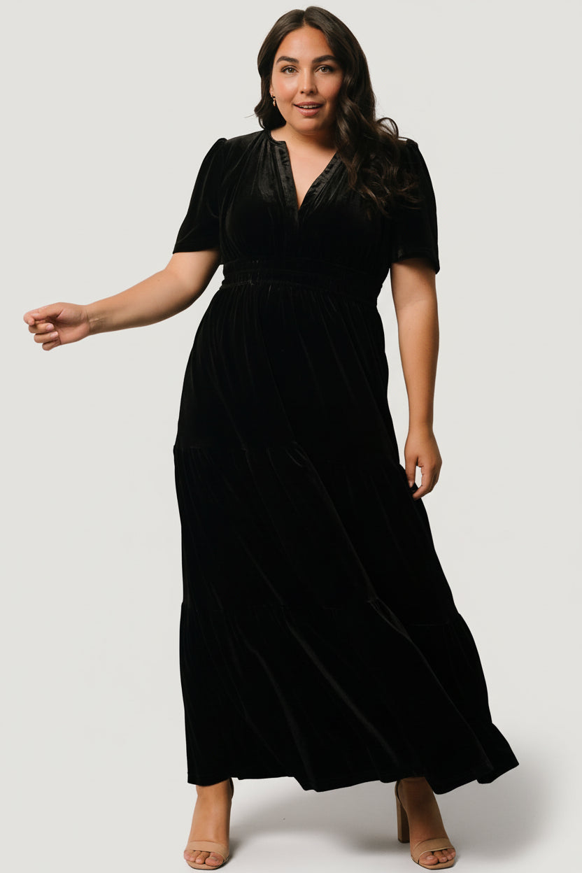 Baltic Born Womens Artemis Velvet Maxi Dress | Black