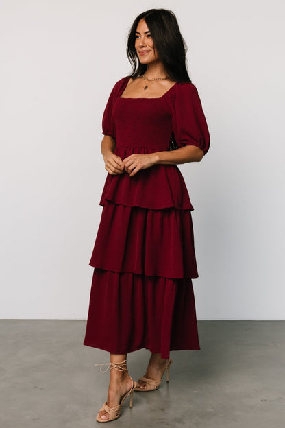 Ashbourne Tiered Dress | Burgundy - Baltic Born