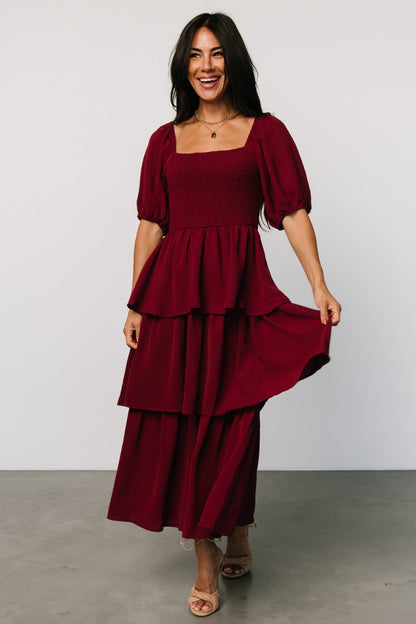 Ashbourne Tiered Dress | Burgundy - Baltic Born