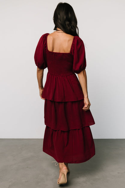 Ashbourne Tiered Dress | Burgundy - Baltic Born