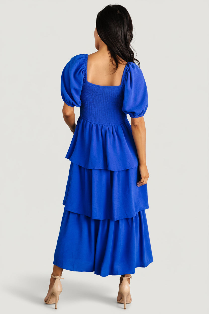 blue dress for baby girl Ava Presley Tiered Pleated Ruffle Prom Dress 29263