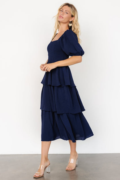 Ashbourne Tiered Dress | Midnight Blue - Baltic Born