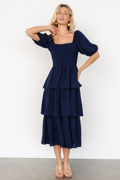 Ashbourne Tiered Dress | Midnight Blue - Baltic Born