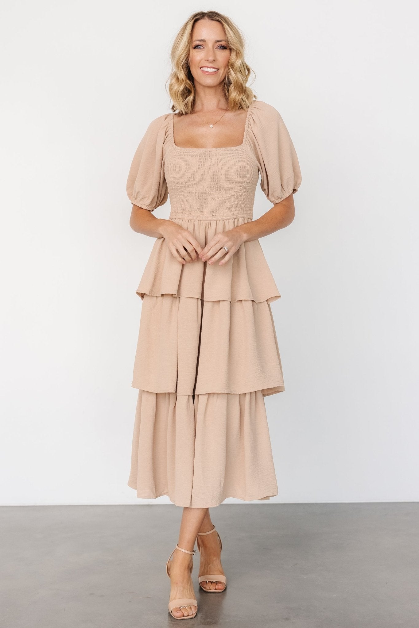 Ashbourne Tiered Dress | Taupe - Baltic Born