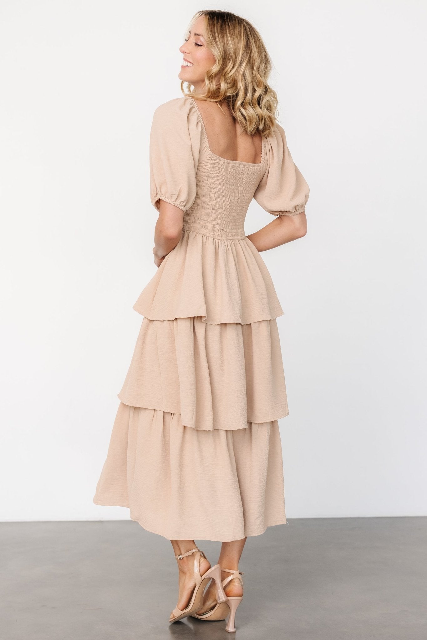 Ashbourne Tiered Dress | Taupe - Baltic Born