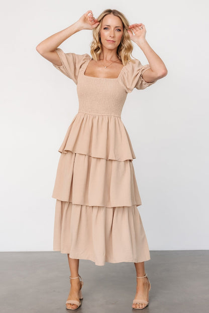 Ashbourne Tiered Dress | Taupe - Baltic Born