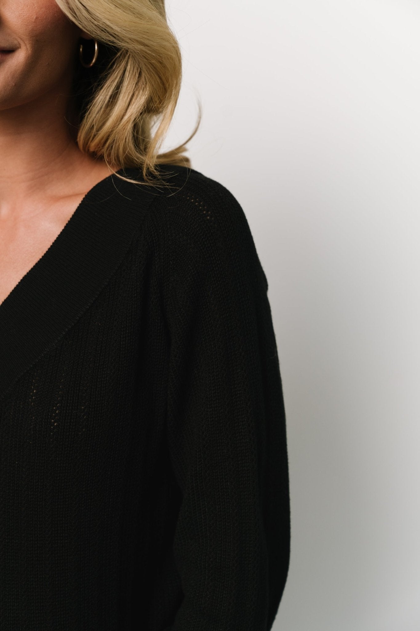 Ashby V Neck Sweater Top | Black - Baltic Born