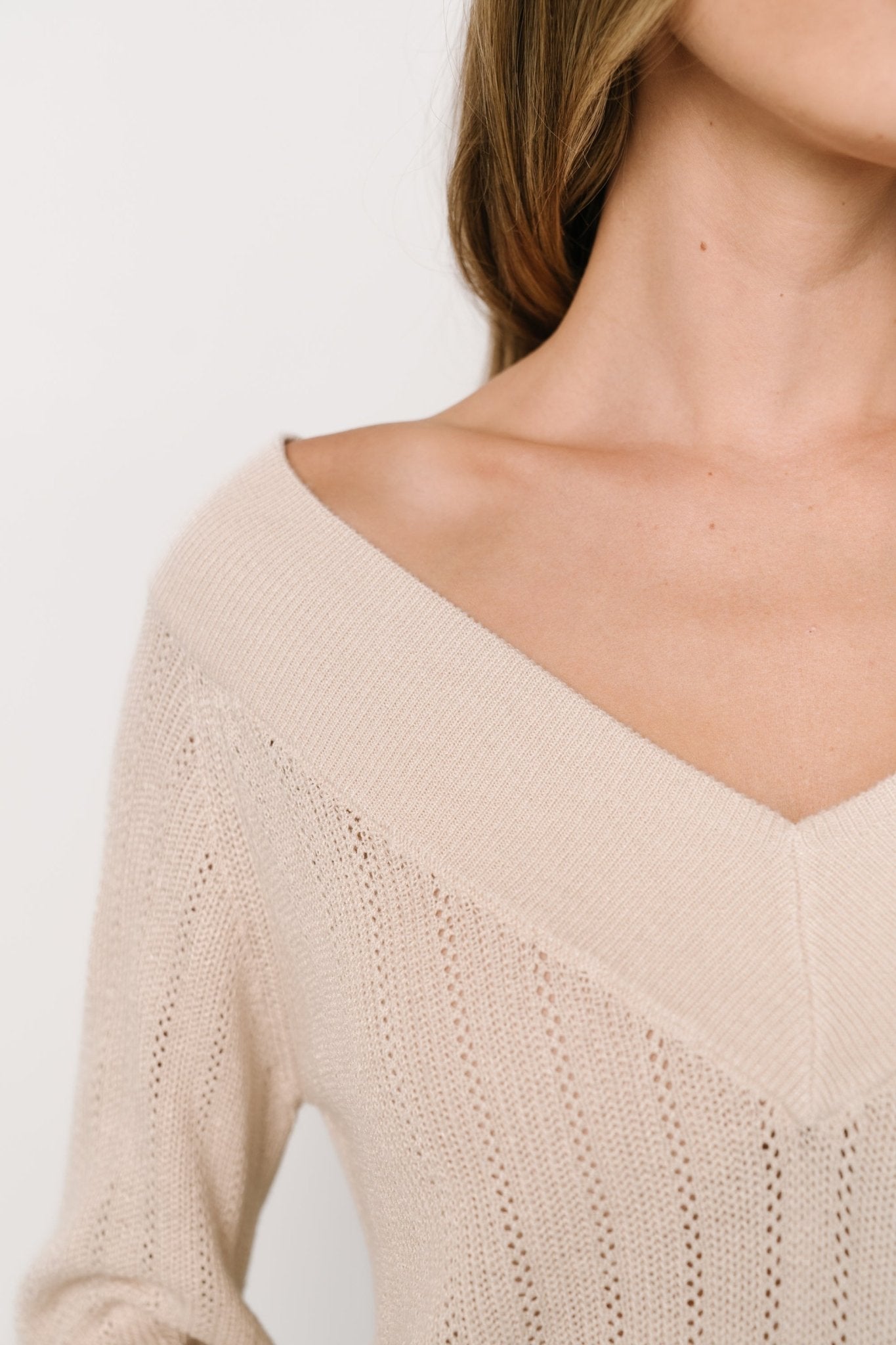 Ashby V Neck Sweater Top | Natural - Baltic Born