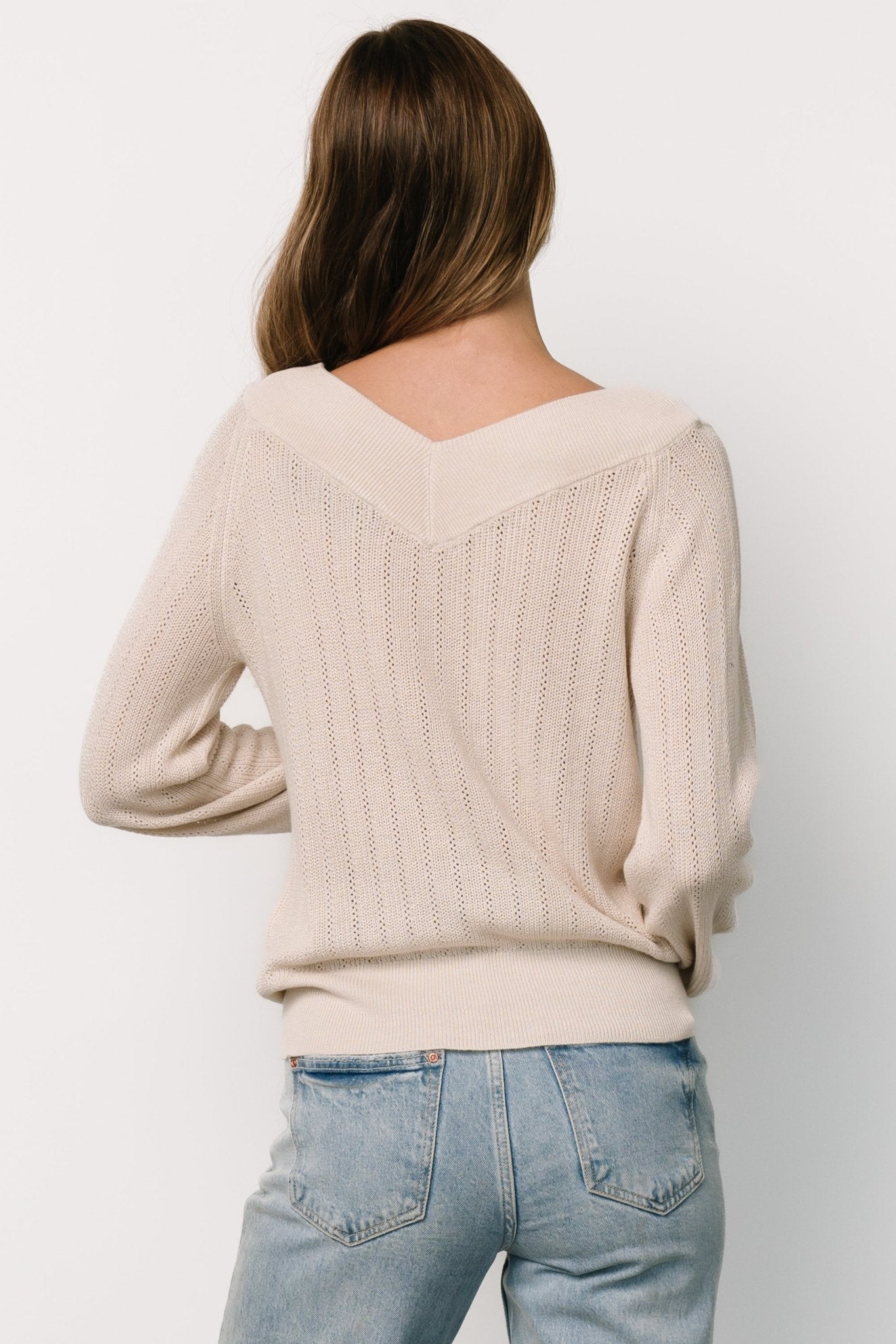 Ashby V Neck Sweater Top | Natural - Baltic Born