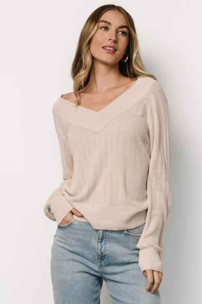 Ashby V Neck Sweater Top | Natural - Baltic Born