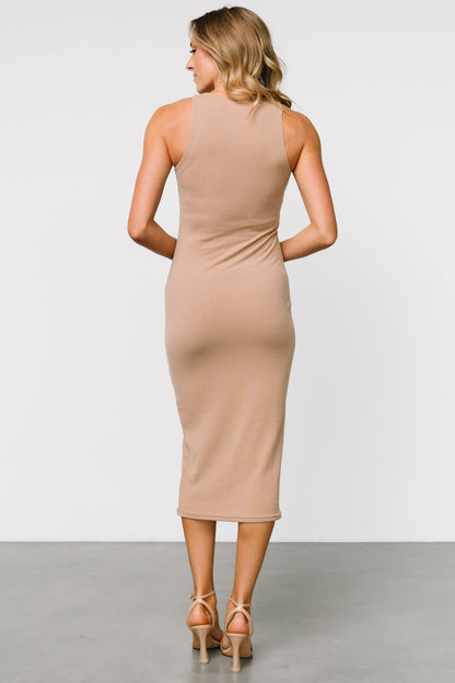 Ashley Ribbed Tank Dress | Tan - Baltic Born