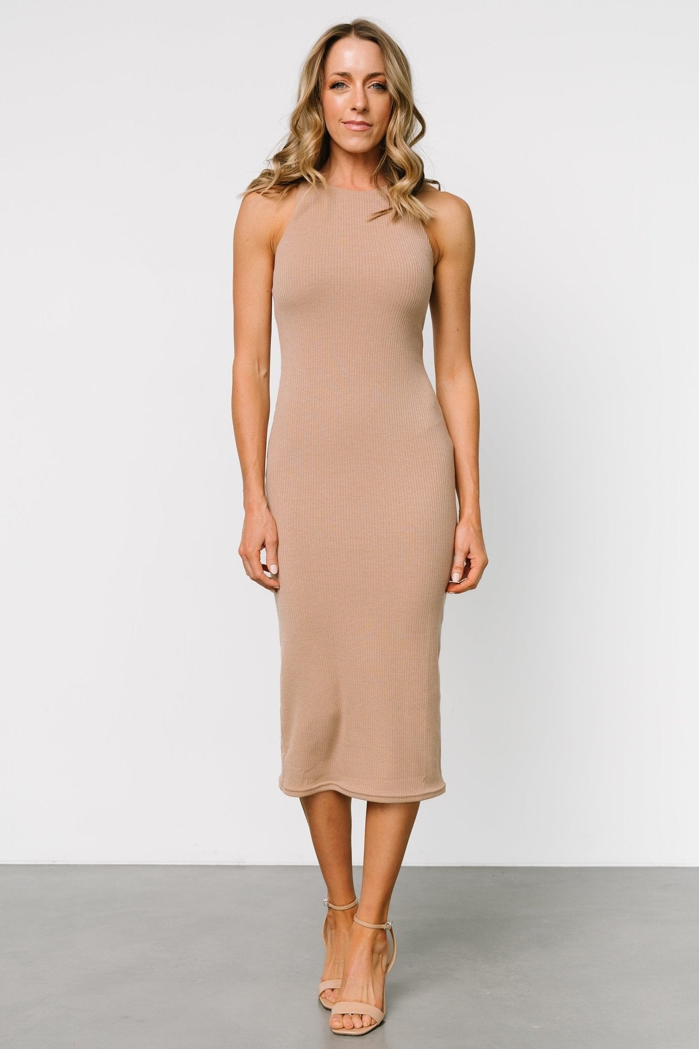 Ashley Ribbed Tank Dress | Tan - Baltic Born