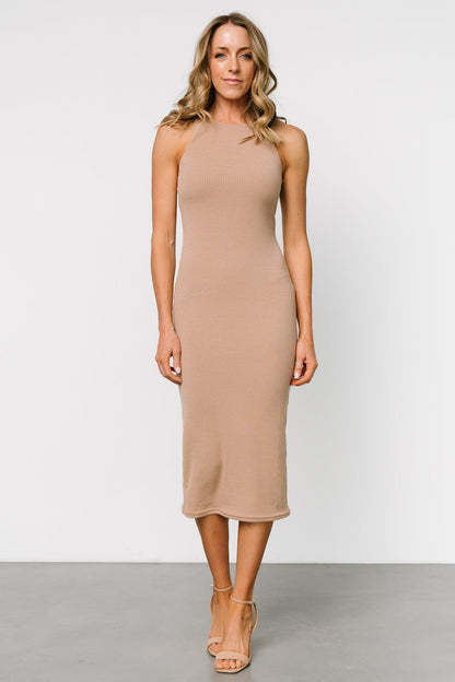 Ashley Ribbed Tank Dress | Tan - Baltic Born