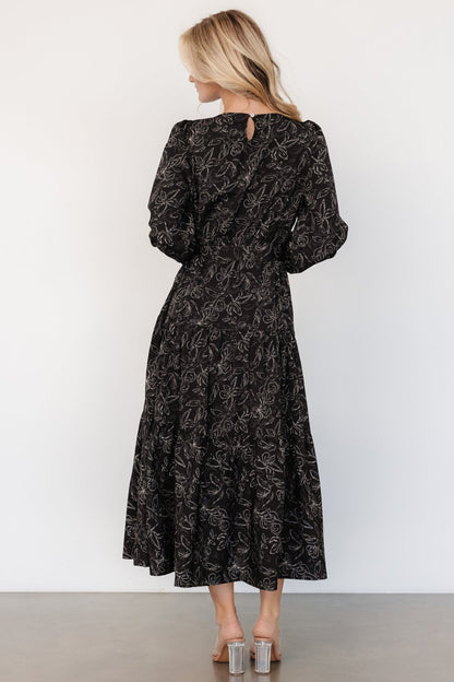 Ashlyn Long Sleeve Dress | Black Print - Baltic Born