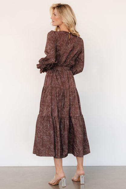 Ashlyn Long Sleeve Dress | Brown Print - Baltic Born