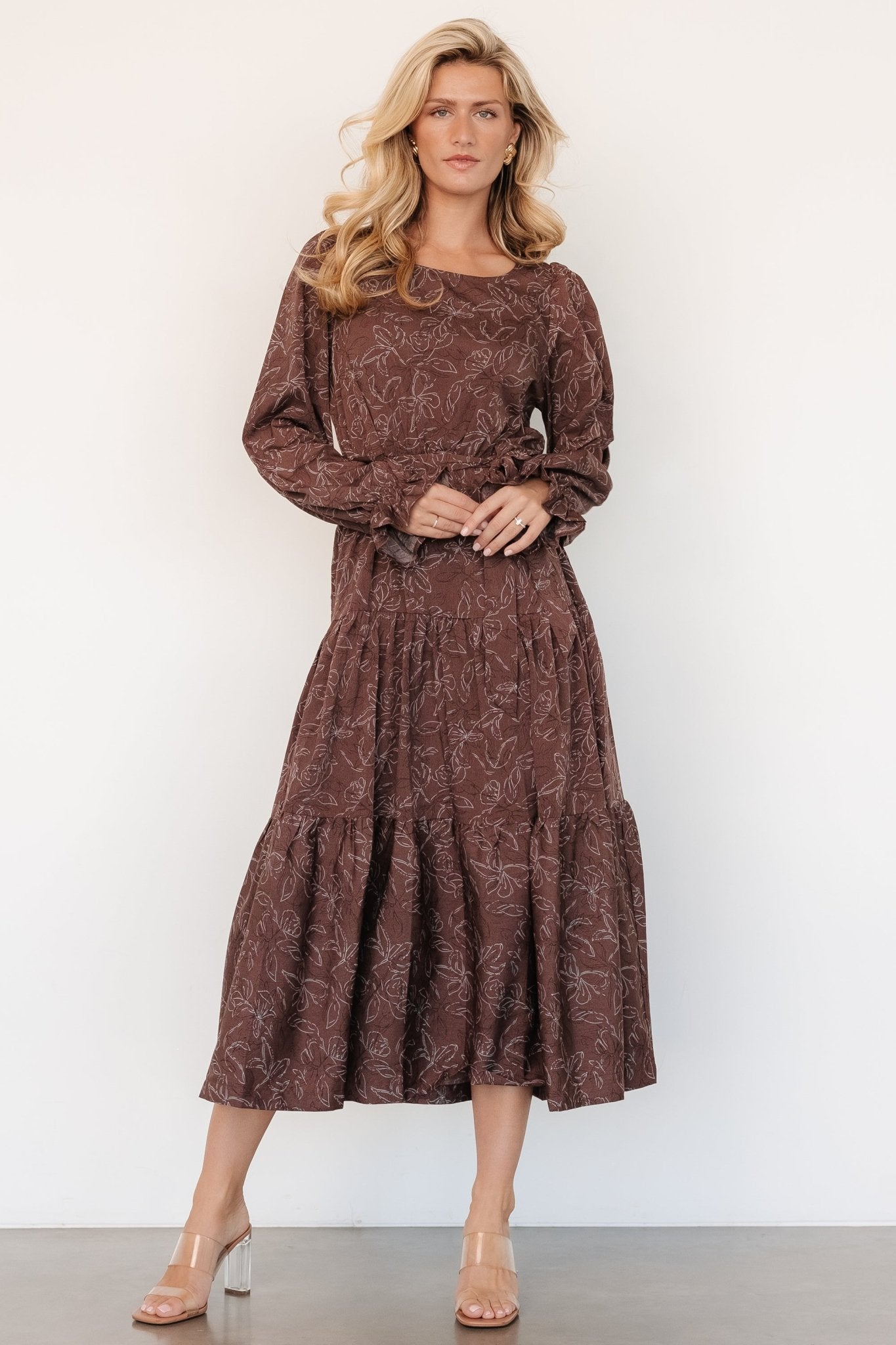 Ashlyn Long Sleeve Dress | Brown Print - Baltic Born