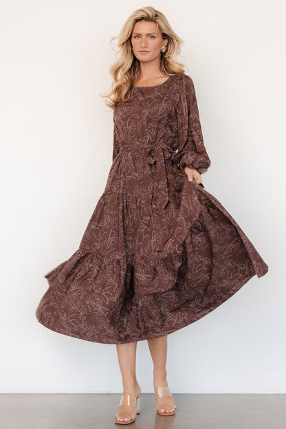 Ashlyn Long Sleeve Dress | Brown Print - Baltic Born