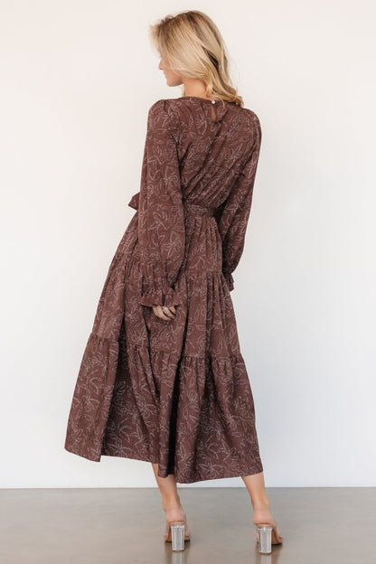 Ashlyn Long Sleeve Dress | Brown Print - Baltic Born