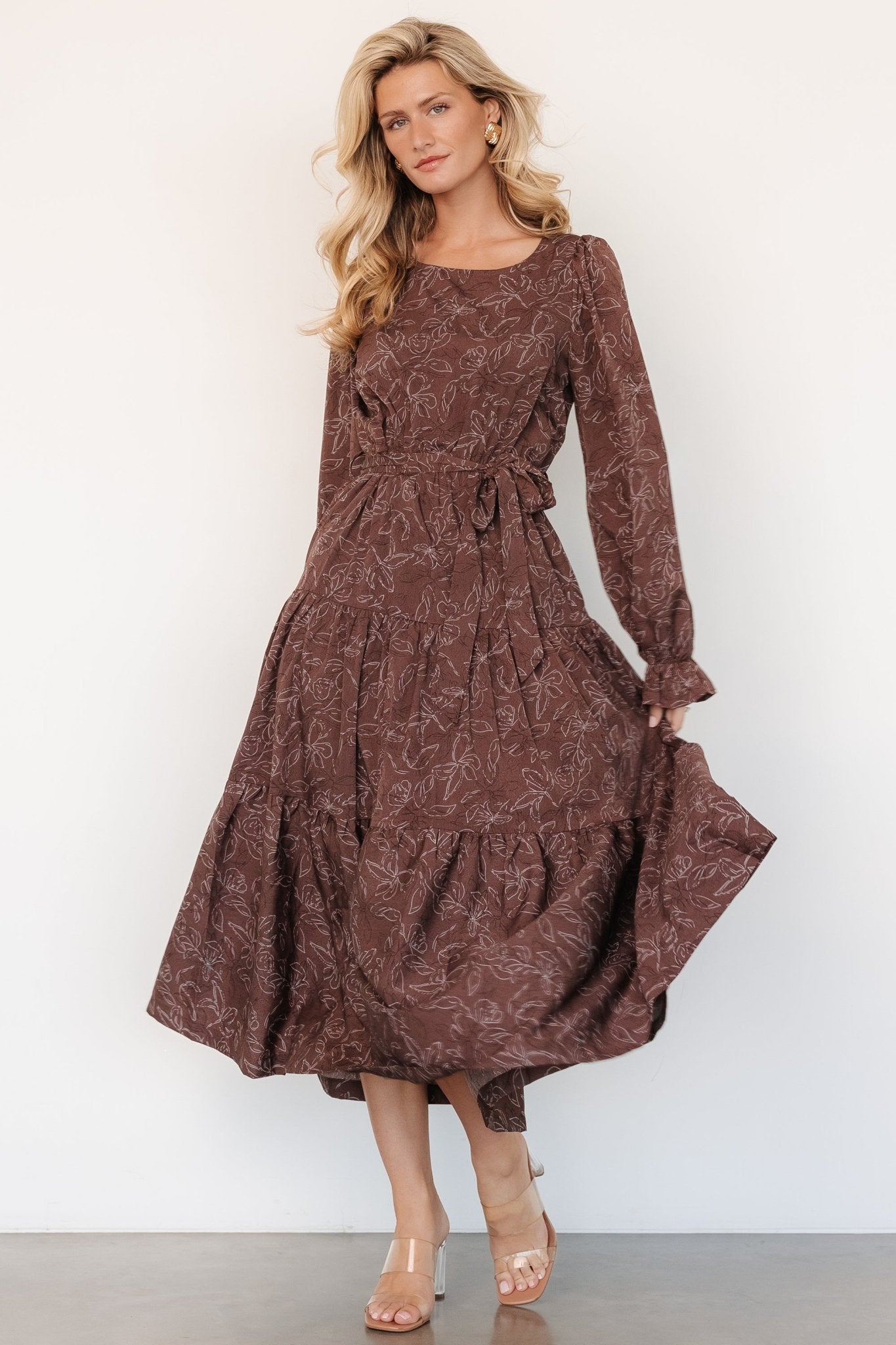 Ashlyn Long Sleeve Dress | Brown Print - Baltic Born