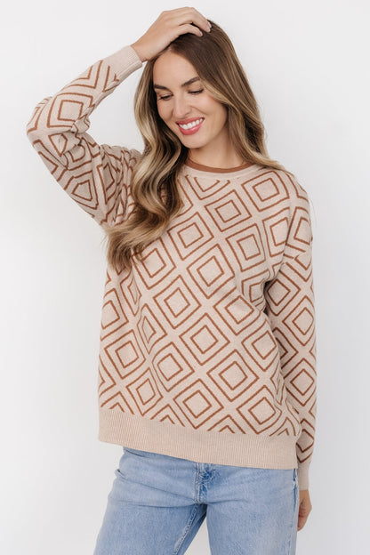 Asther Diamond Sweater | Oatmeal + Camel - Baltic Born