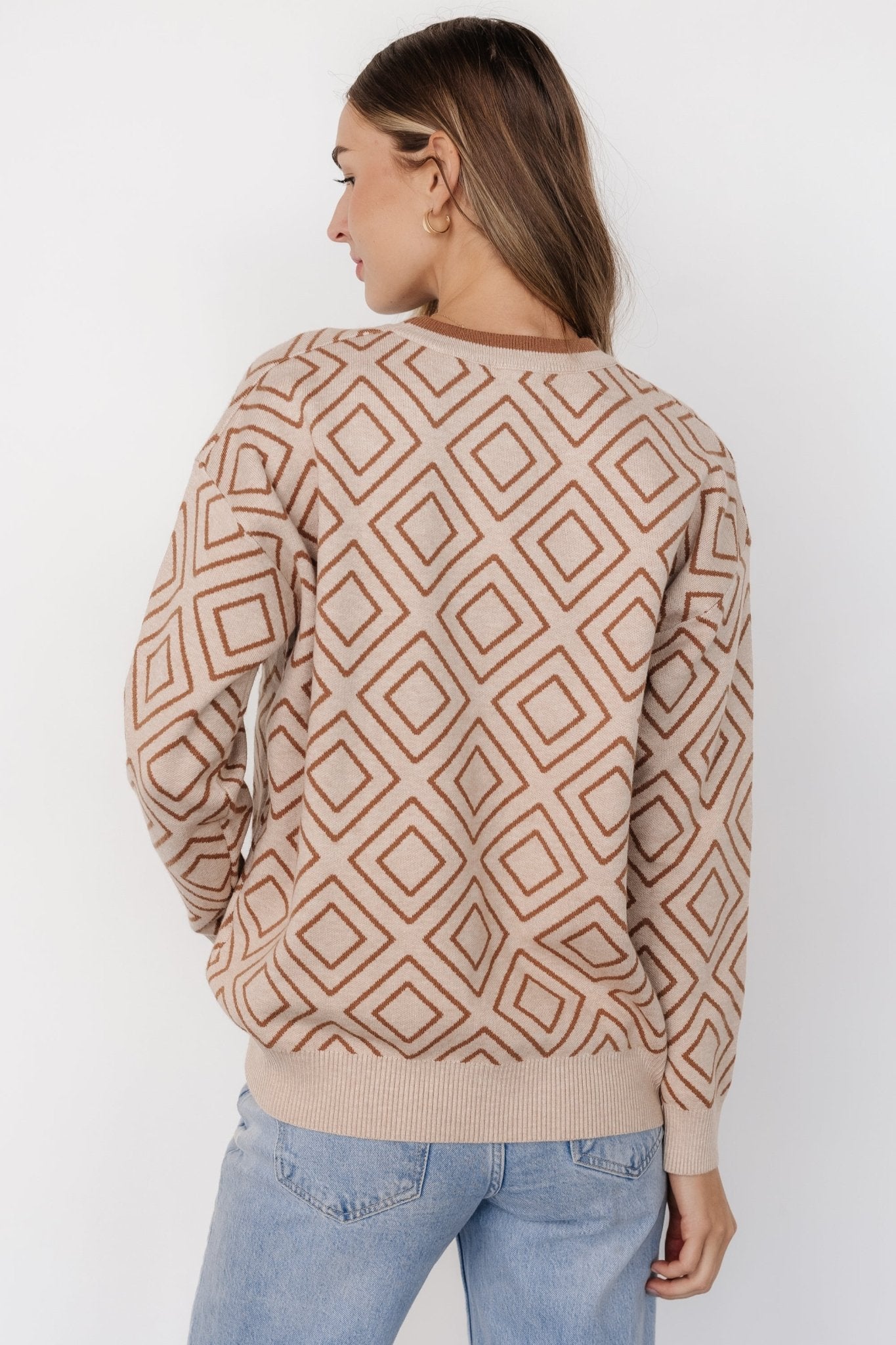 Asther Diamond Sweater | Oatmeal + Camel - Baltic Born