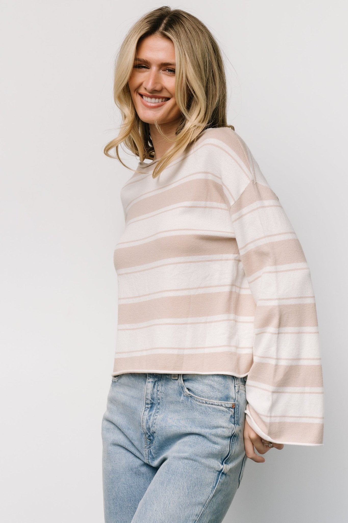 Astoria Striped Top | Ivory + Sand - Baltic Born