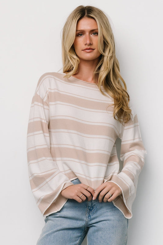 Astoria Striped Top | Ivory + Sand - Baltic Born