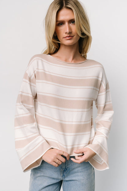 Astoria Striped Top | Ivory + Sand - Baltic Born